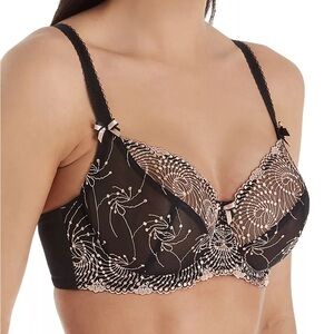 Nicole Sheer Lace Bra - Full Cup Bra - Black and Rose Gold fits like 36DDD/E (F)